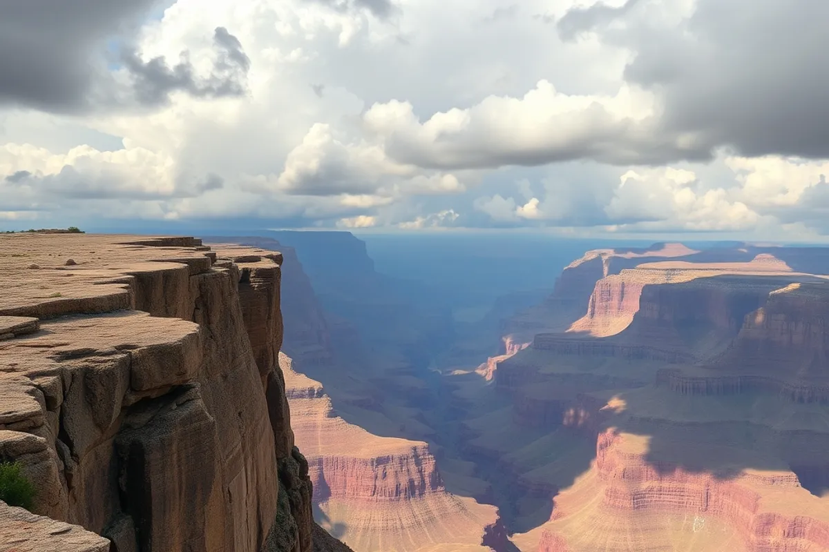 Rugged cliff edge with layered red rock at sunset