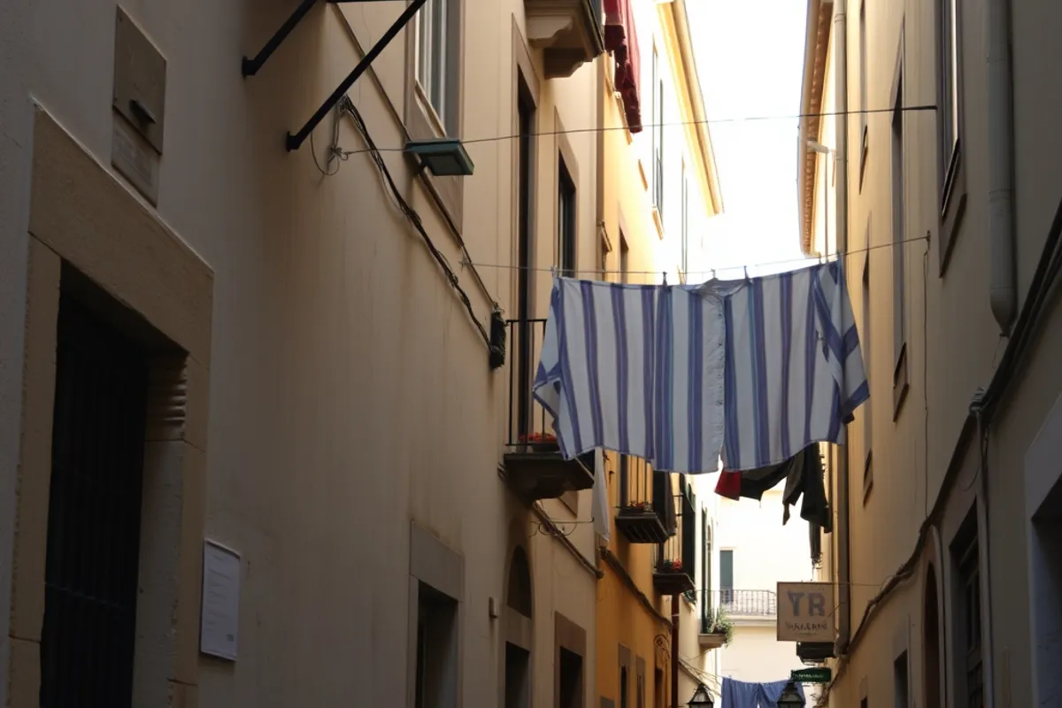 Sunlit tiled facades and narrow stairs in Alfama, Lisbon
